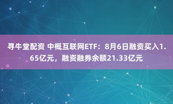 寻牛堂配资 中概互联网ETF：8月6日融资买入1.65亿元，融资融券余额21.33亿元